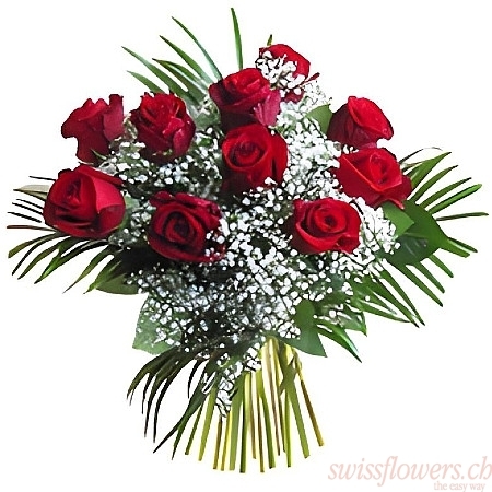 Bouquet Roses rouges gypso